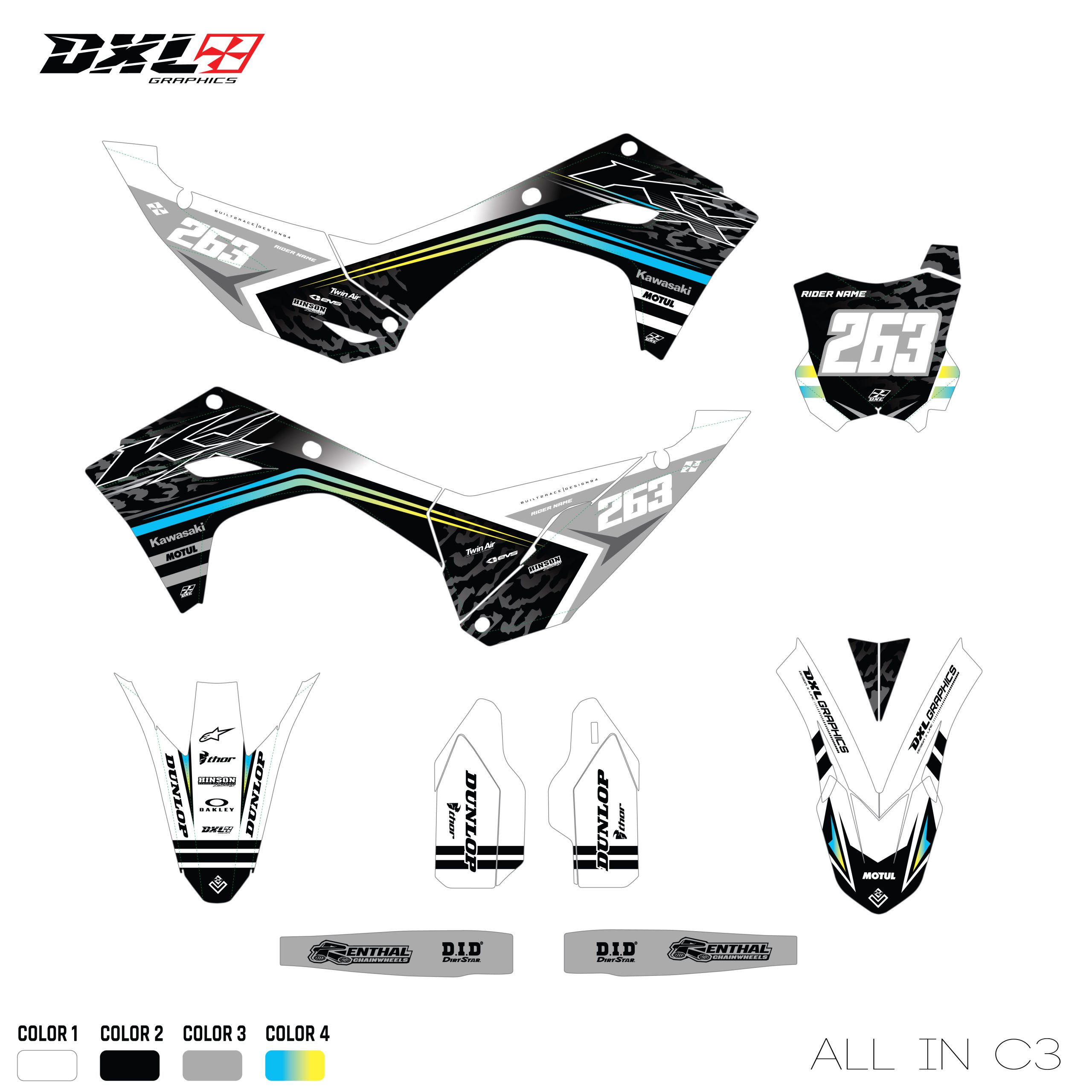 KAWASAKI KXF 250-KXF 450 FULL GRAPHICS KIT