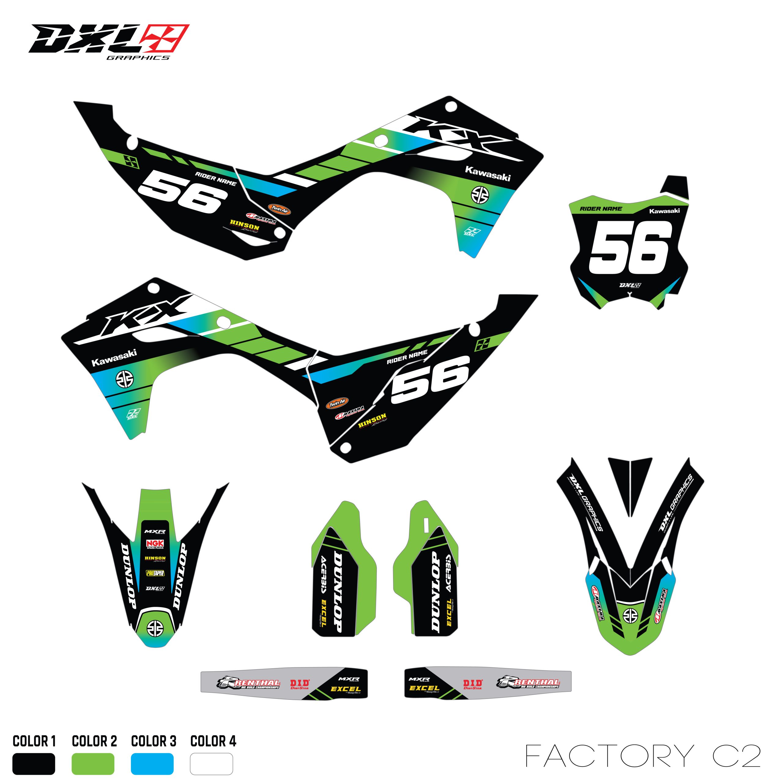 KAWASAKI KXF 250-KXF 450 FULL GRAPHICS KIT