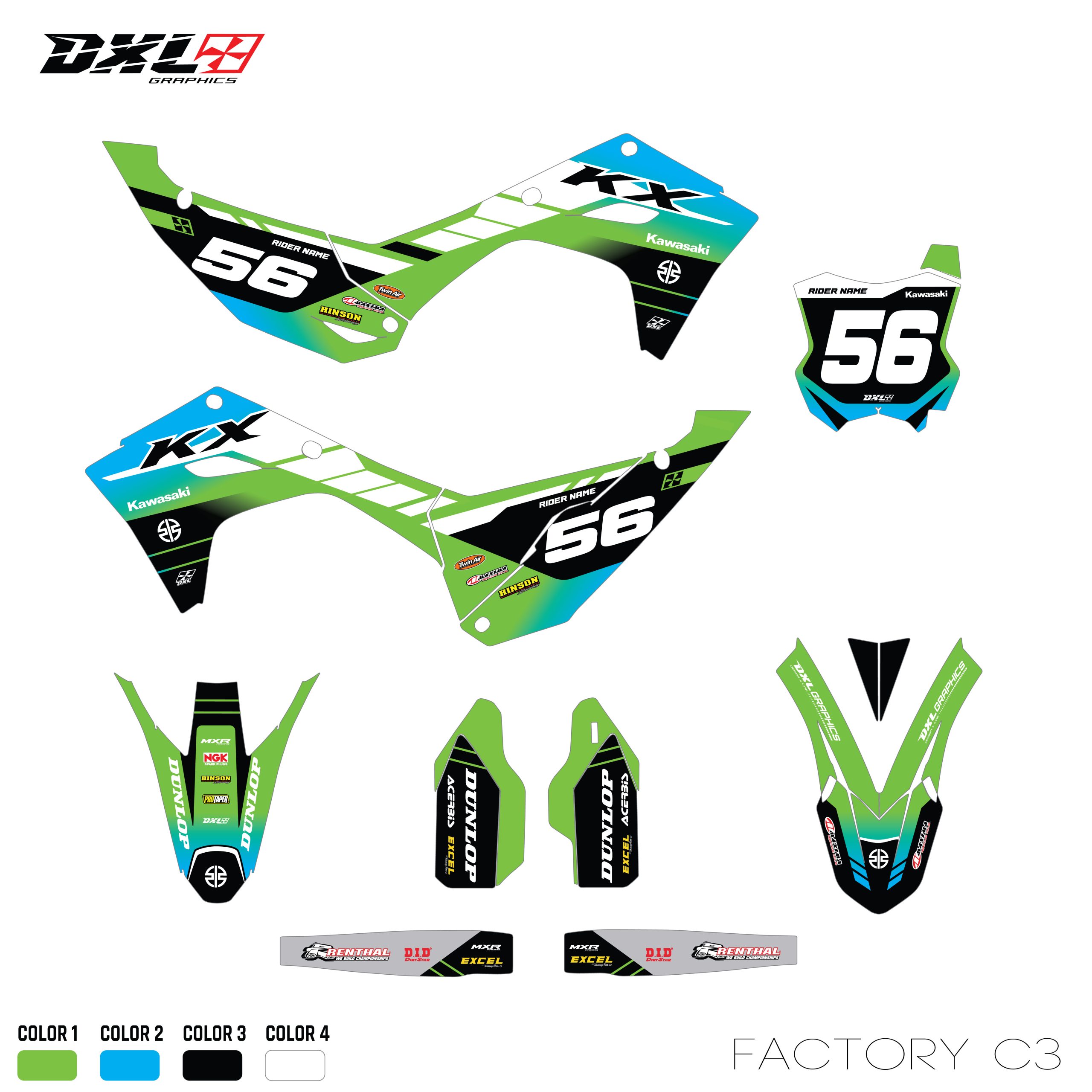 KAWASAKI KXF 250-KXF 450 FULL GRAPHICS KIT