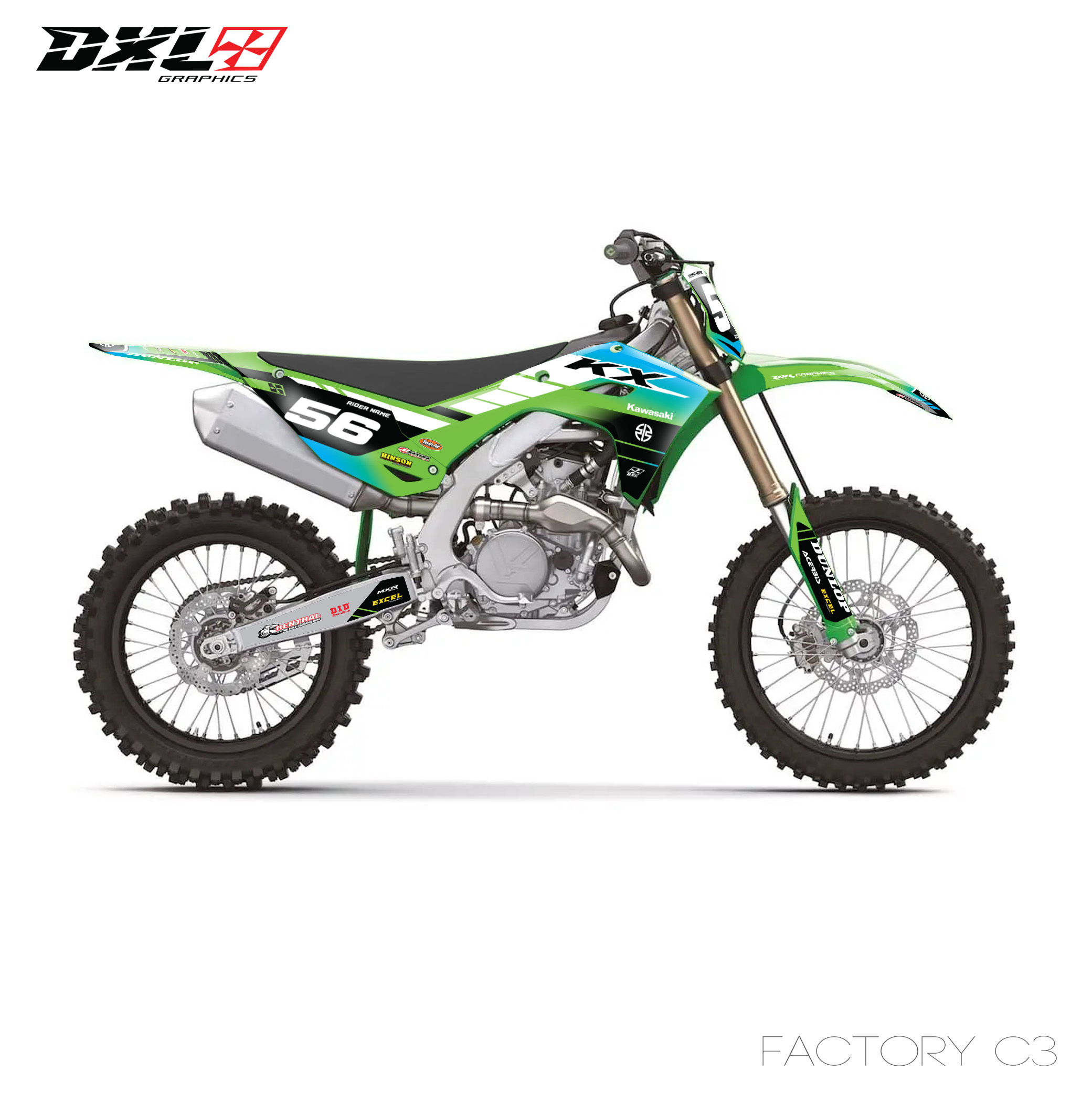 KAWASAKI KXF 250-KXF 450 FULL GRAPHICS KIT