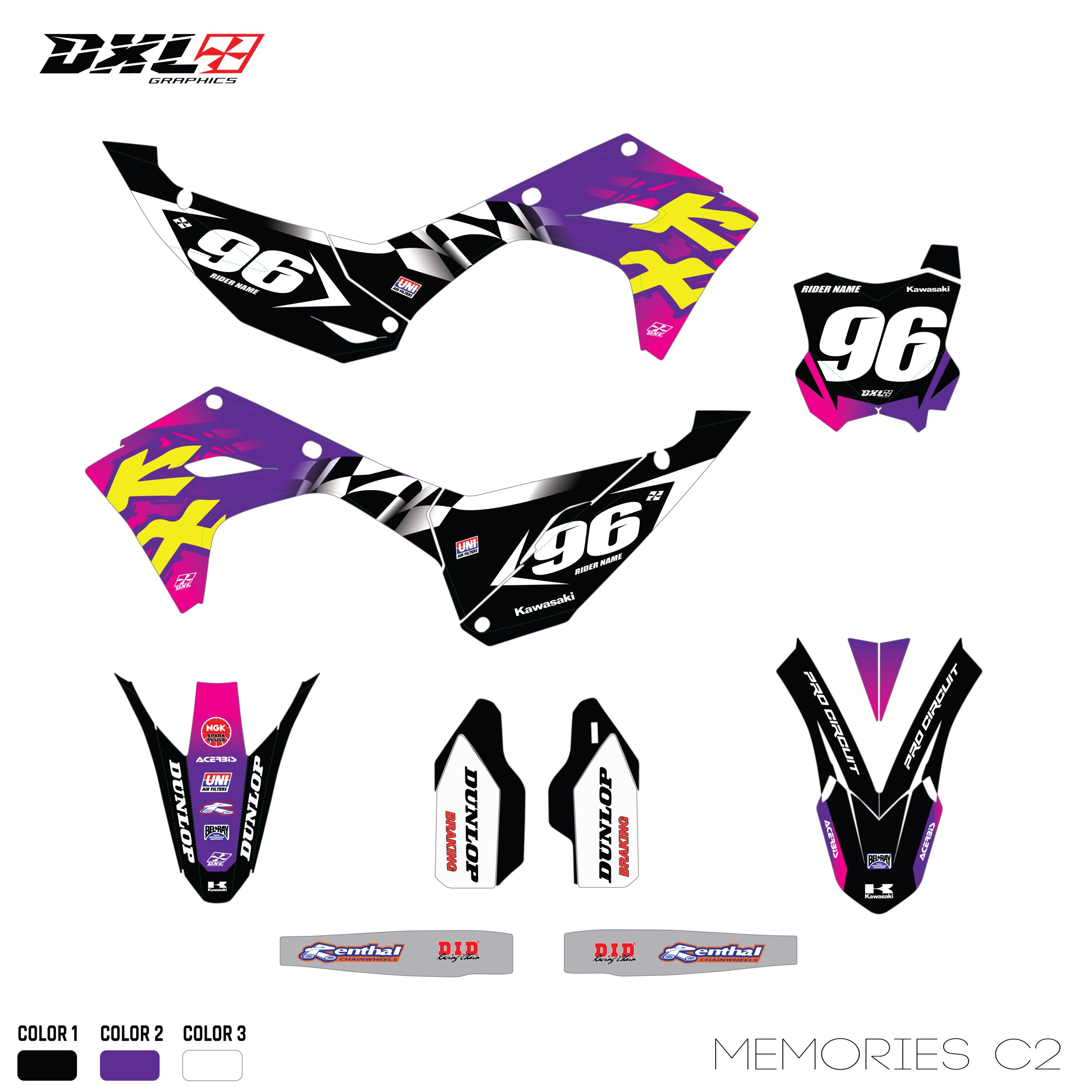 KAWASAKI KXF 250-KXF 450 FULL GRAPHICS KIT